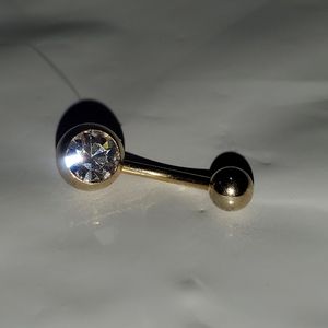 Gold diamond belly button ring navel ring